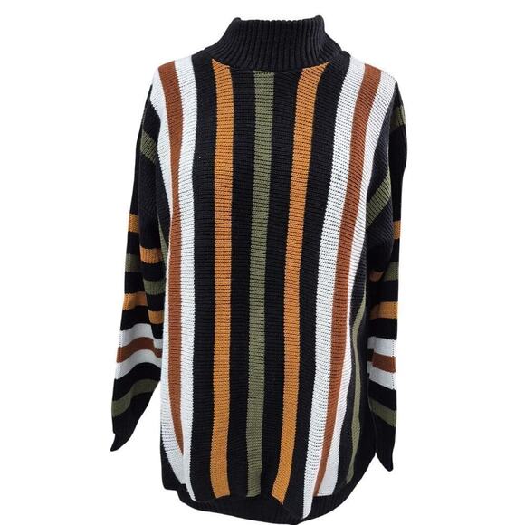 Vtg 80s 90s Clifton Place Knits Ltd Striped Sweater L/XL NWOT - Picture 1 of 5